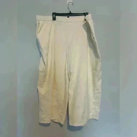 Pants - Eileen Fisher Washable Stretch Crepe Pants Cropped Beige/Tan Size 3X